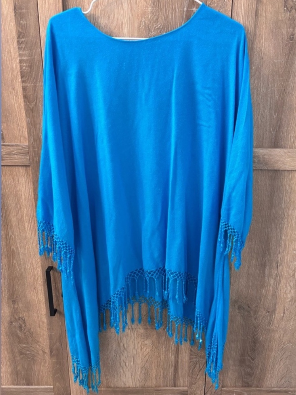 Blue Swim Coverup /  Kimono with Fringe
